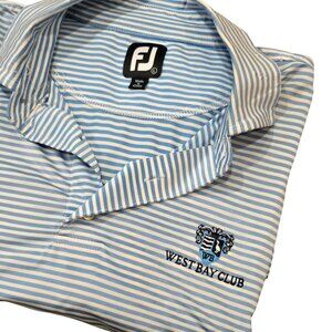 FootJoy Mens golf West Bay Club Polo Shirt Blue/White Stripes size large